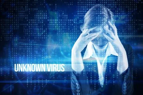 Unknown virus against blue technology interface with binary code 스톡 일러스트