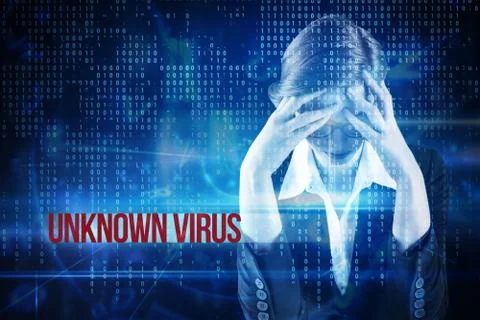 Unknown virus against blue technology interface with binary code 스톡 일러스트