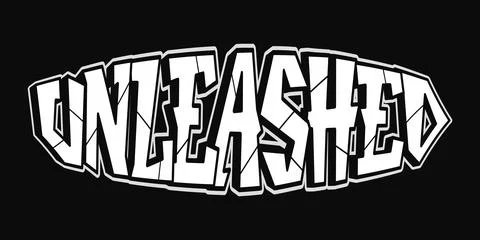 Unleashed word graffiti typography broken style concept 스톡 일러스트