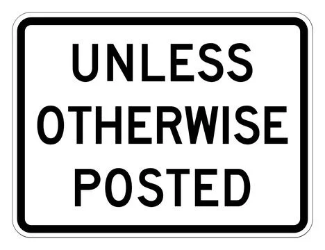 Unless otherwise posted plaque, R2-5P, US road sign Stock Illustration