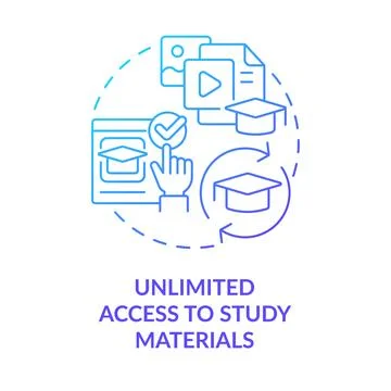 Unlimited access to study materials blue gradient concept icon Stock Illustration