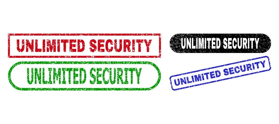UNLIMITED SECURITY Rectangle Stamps Using Unclean Texture Stock Illustration