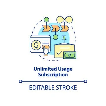 Unlimited usage subscription concept icon Stock Illustration