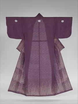 Unlined Kosode (Hitoe) with Grasses and Dewdrops second half of the 18th19t.. Stock Photos