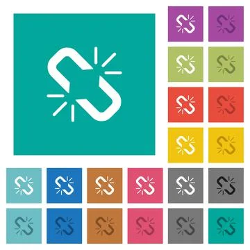Unlink square flat multi colored icons Stock Illustration