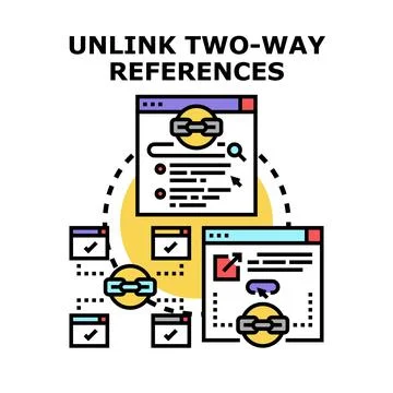 Unlinking two way references concept for data management Stock Illustration