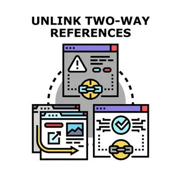 Unlinking two way references concept for data management Stock Illustration