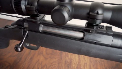 Unloading Bolt Action Rifle Stock Footage 98379743