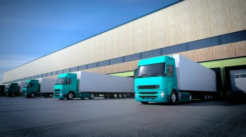 Unloading cargo. Trucks transportation logistics goods shipping delivery cargo Stock Footage 21704751