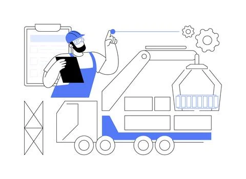 Unloading construction materials abstract concept vector illustration. Stock Illustration