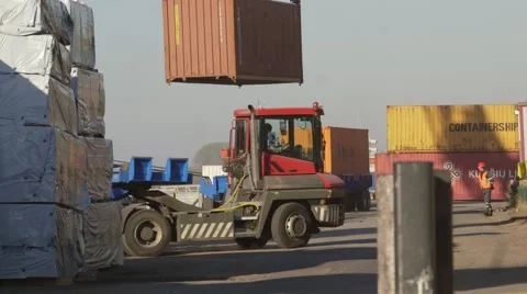 Unloading container Stock Footage 68228256
