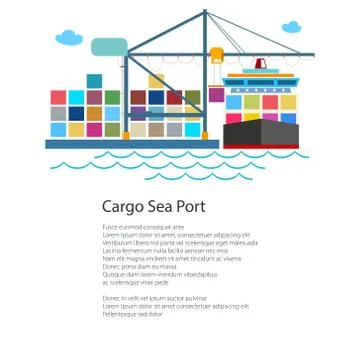Unloading Containers from a Cargo Ship Stock-Illustration