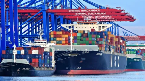 Unloading Containers from a Container Sh... | Stock Video | Pond5