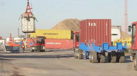 Unloading containers Stock Footage 68229539