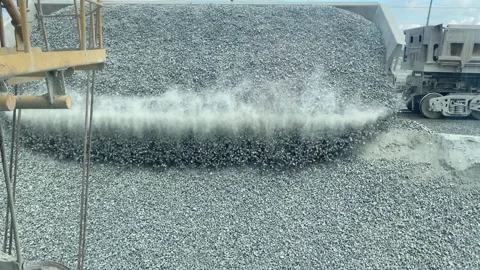 Unloading crushed stone Stock Footage 167418363