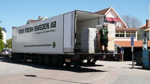 Unloading delivery Stock Footage 91250639