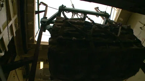 Unloading of fish from the trawler. View from the hold. Stock Footage 63126215