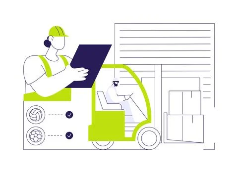 Unloading goods abstract concept vector illustration. Stock Illustration