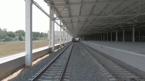 Unloading goods from a train, logistics, hangar Stock Footage 115048374