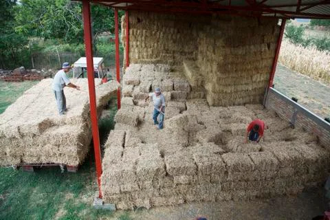 Unloading hay Stock Photos