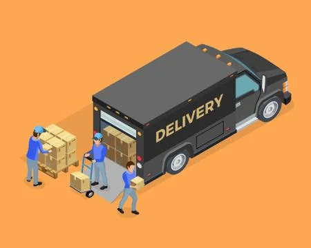 Unloading Isometric Concept Stock Illustration
