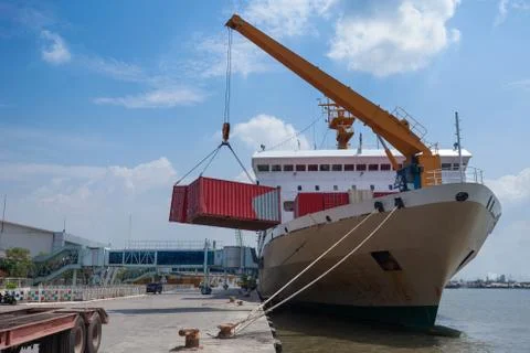 Unloading KM Kelud Stock Photos