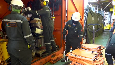 Unloading Offshore Materials. Stock Footage 158156772