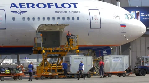 Unloading Plane from the Cargo and Luggage 動画素材 57270619