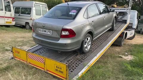 Unloading process from towing truck Stock Footage 168143801