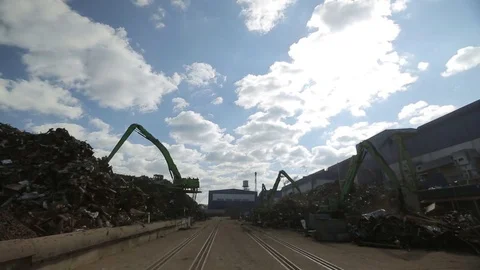 Unloading of scrap metal factory Stock Footage 72715646
