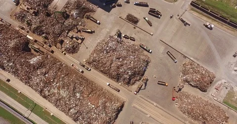 Unloading of scrap metal factory, view from above Stock Footage 73184690