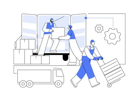 Unloading stock isolated cartoon vector illustrations. Ilustración de archivo