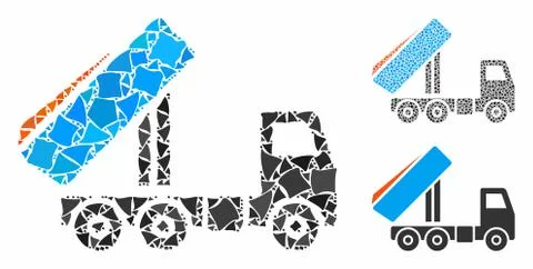 Unloading tipper Composition Icon of Irregular Elements Illustrazione stock