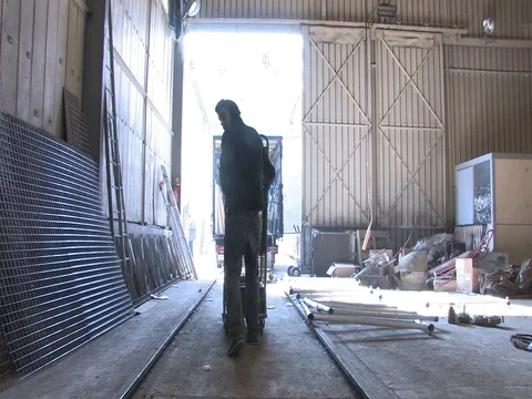 Unloading a truck in warehouse Stock Footage 71244942