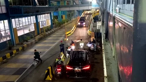 Unloading vehicles from the upper deck of the ferry Stock Footage 212468059