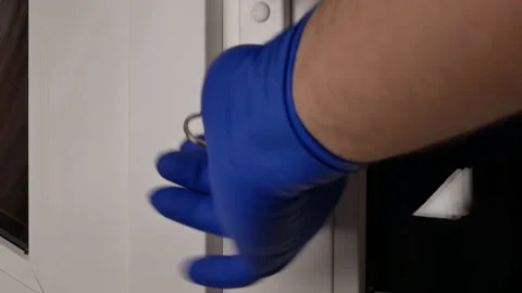 Unlock and open the door Stock Footage 146370613