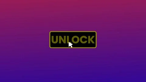 UNLOCK button pressed on computer screen by cursor pointer mouse illustrati.. Stock Illustration