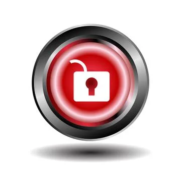 Unlock Circular Red Vector Web Button Icon  Stock Illustration