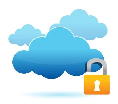 Unlock cloud computer unsafe concept illustration design Stock Illustration