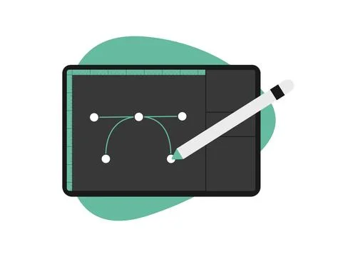 Unlock creativity with tablet pc. Vector graphics program captures essence of イラスト素材
