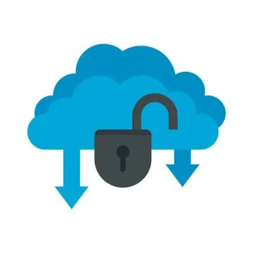 Unlock data cloud icon, flat style Illustrazione stock