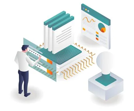 Unlock the data password on the chip Stock Illustration
