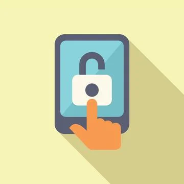 Unlock device registration icon flat vector. Code device data Stock Illustration