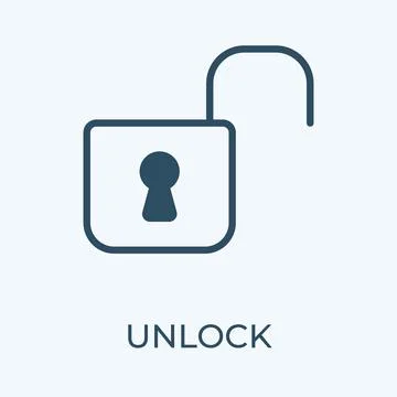 Unlock editable stroke thin vector line icon. Stock Illustration