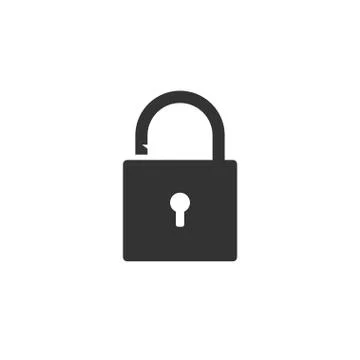 Unlock, Encryption icon. Vector illustration, flat design. Illustrazione stock