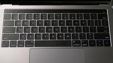 Unlock Finger Print ID Sensor Scan Technology, Modern Laptop Computer, Lock Icon Stock Footage 85105793