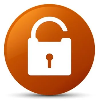 Unlock icon brown round button Stock Illustration