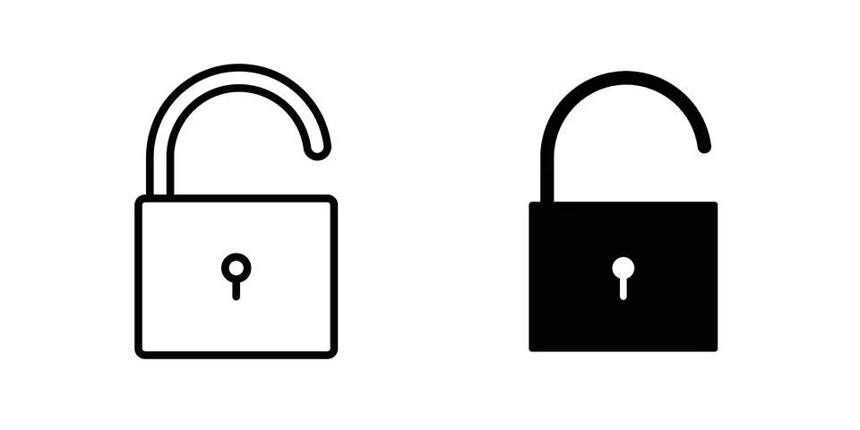 Unlock icon for design projects and web UI Illustrazione stock