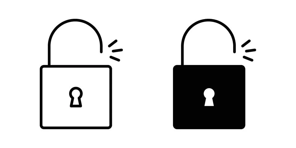 Unlock icon graphic element. web icon set Stockillustratie