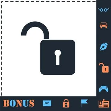 Unlock icon icon flat Stock Illustration
